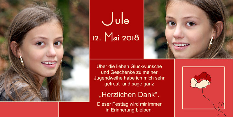 Danksagungen Jugendweihe, Dankeskarten Jugendweihe