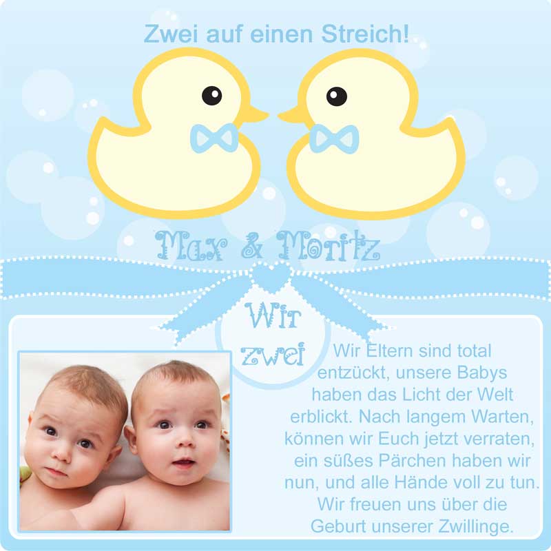 Dankeskarten Zur Geburt Babykarten Geburtsanzeigen Zwillinge Dankeskarten Shop