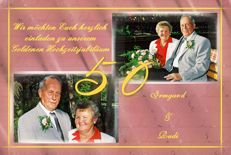 Einladungskarte Goldene Hochzeit mit großer 50