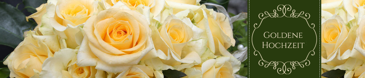 Goldene Hochzeit - ein Blumenstrauß mit goldgelben Rosen