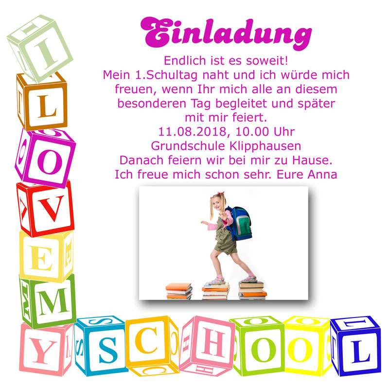 Einladungskarte Einschulung Einladung Schulanfang Dankeskarten Shop